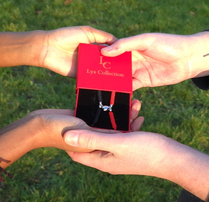 Bracelet couple Amour - Cordons rouge/noir